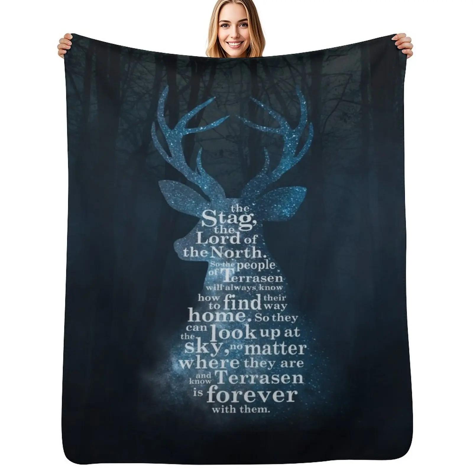 Throne of Glass - The Stag, the Lord of the North Throw Blanket Cozy Throw Blanket Birthday Gift for Him Her