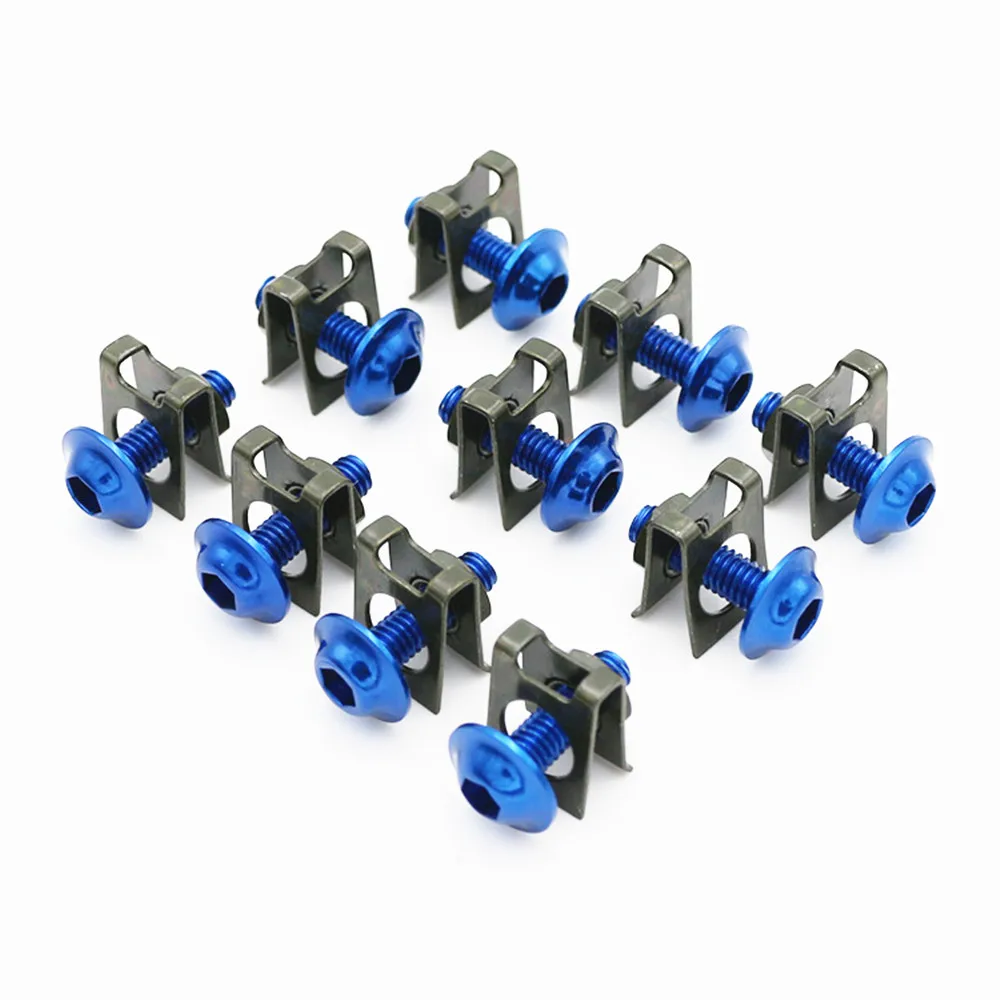 10PCS Universal Motorcycle M6 6mm Fairing Bolts Kit Fastener Clip Screw Nut For Honda Yamaha Kawasaki Suzuki