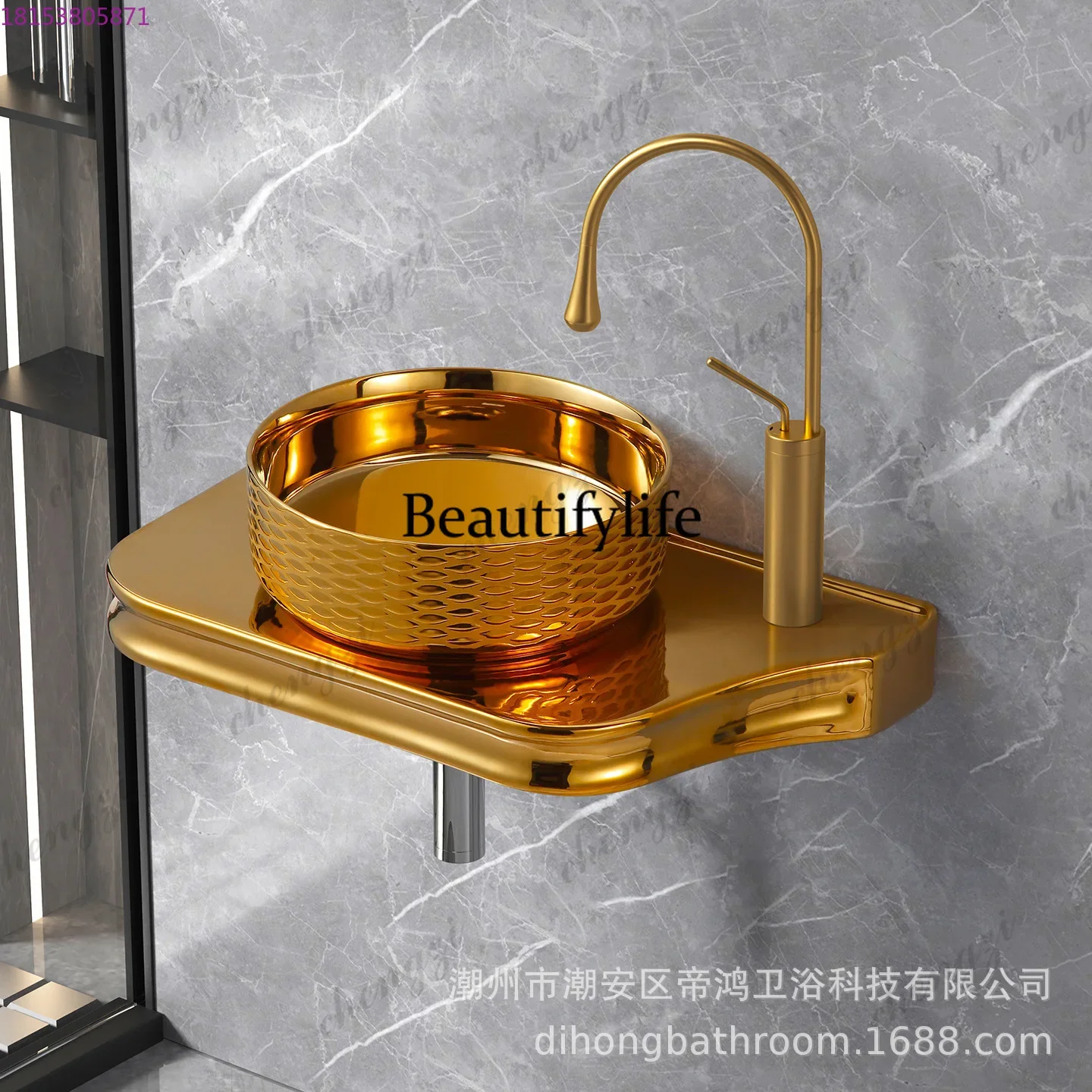TTT  Electroplated gold countertop basin, wash basin, bathroom cabinet wash basin, local tyrant gold