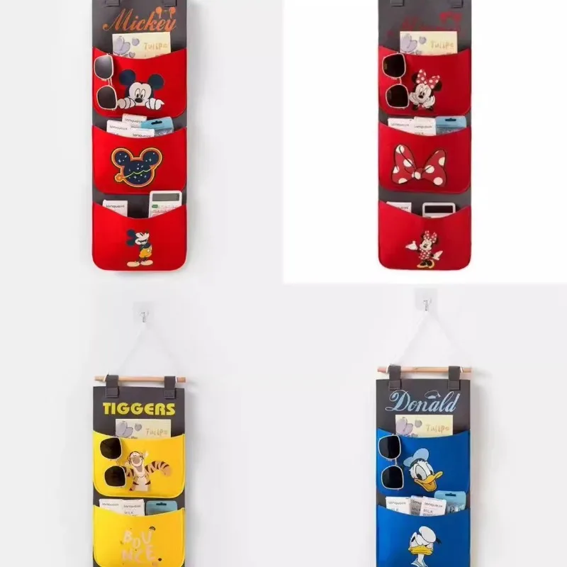 

Disney Anime Plush Hanging Bag Cute Cartoon Mickey Minnie Wall Decoration Toy Storage Bag Open Pocket Wall Decoration Bag Gift