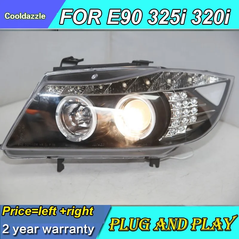 For E90 330I 320I 318i Led Angel Eyes Headlight Assembly 2005 2006 2007 2008 Year E90 Front Lamps