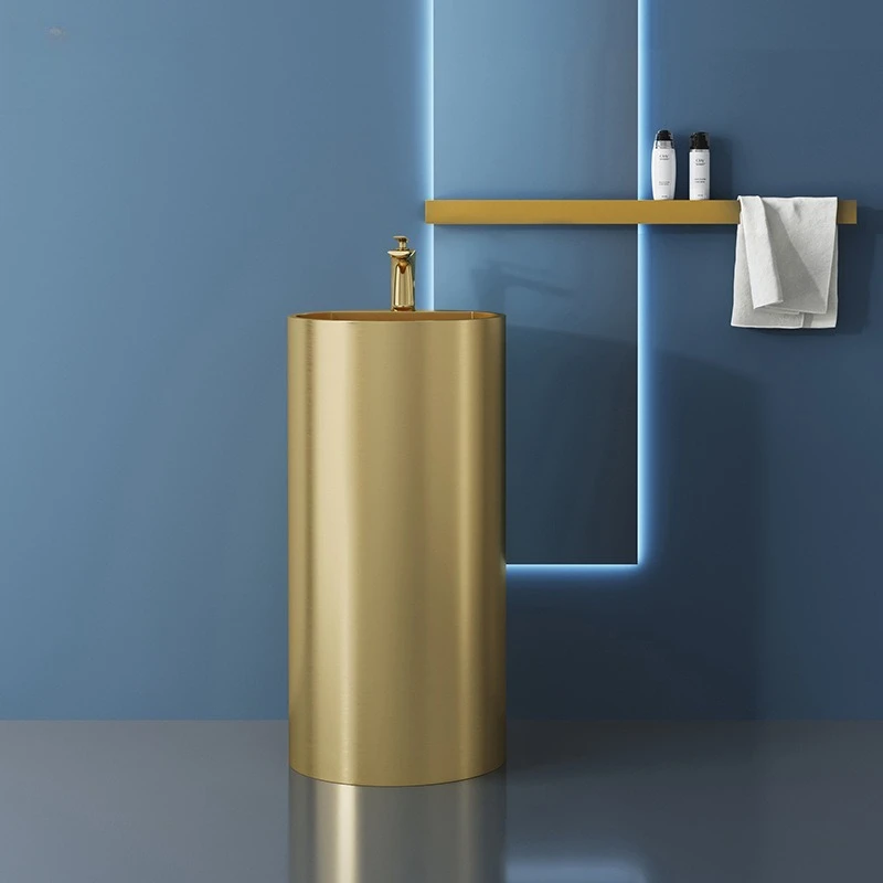 Bathroom Wash Basin Ceramic European Golden Finish for Hotel for Commercial Easy Clean, Ceramic Vanity Sink
