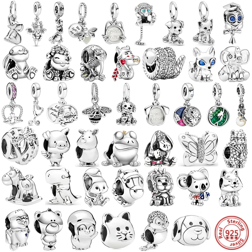 New Cute Animal Forever Family Tree Lock Heart Mom Beads Fit Original Pandora Charms Silver 925 Bracelet DIY Fine Jewelry Making