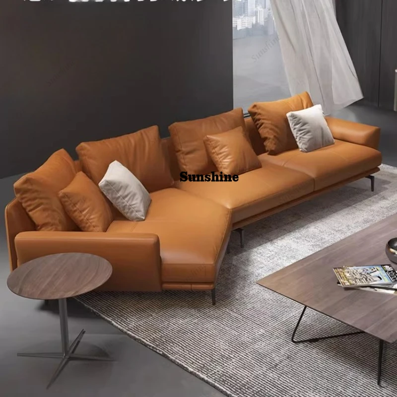 The first layer of cowhide down is light luxury art Italian minimalist special-shaped chaise chaise creative sofa