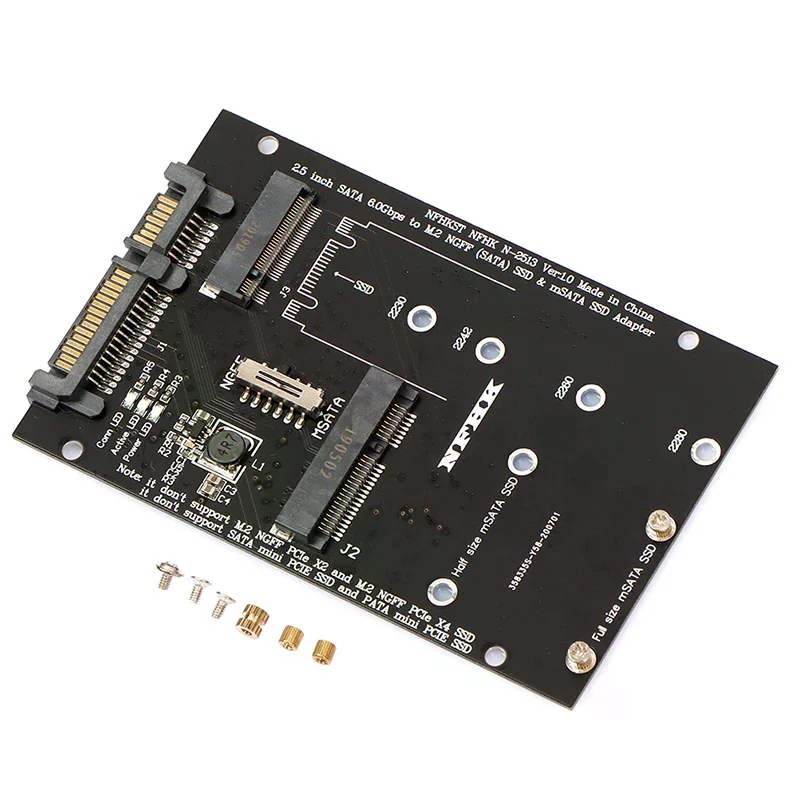 1Pcs M.2 NGFF MSATA SSD to SATA 3.0 Adapter 2 in 1 Converter Card for PC Laptop