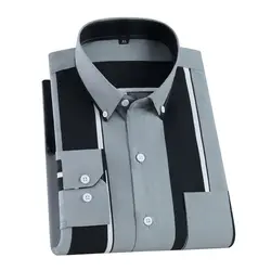 Men Printed Shirt Spring and Autumn Long-sleeved Pocket Stripes Shirt Slim Man Fashion Korean All Matching Casual Undershirt