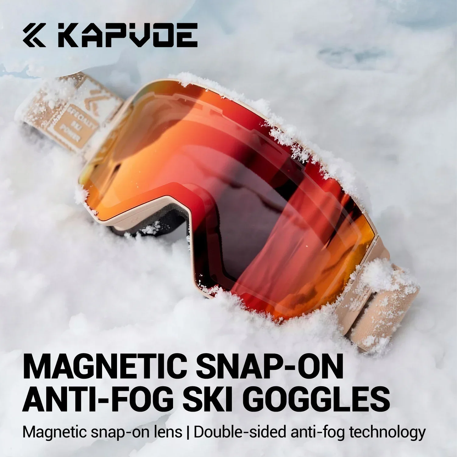 Kapvoe Motorcycle Winter Snow Goggles Men Snowboarding Skiing Mask Photochromic Ski Goggles Anti-Fog UV400 Snowmobile Glasses