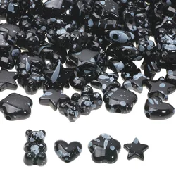 20pcs Mix Black Graffiti Acrylic Spacer Beads Flower Star Heart Bear Beads For Jewelry Making Diy Bracelet Earrings Accessories