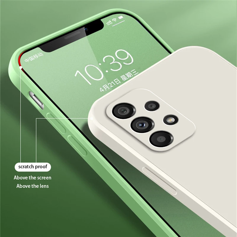 Official Square Liquid Silicone Phone Case for Samsung Galaxy A13 A23 A33 A53 A73 5G Soft Waterproof Mobile Back Covers Carcasas