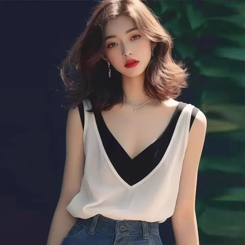 

Simple V Neck Sleeveless Casual Top For Men Lightweight Breathable Daily Wear Spring Summer Style