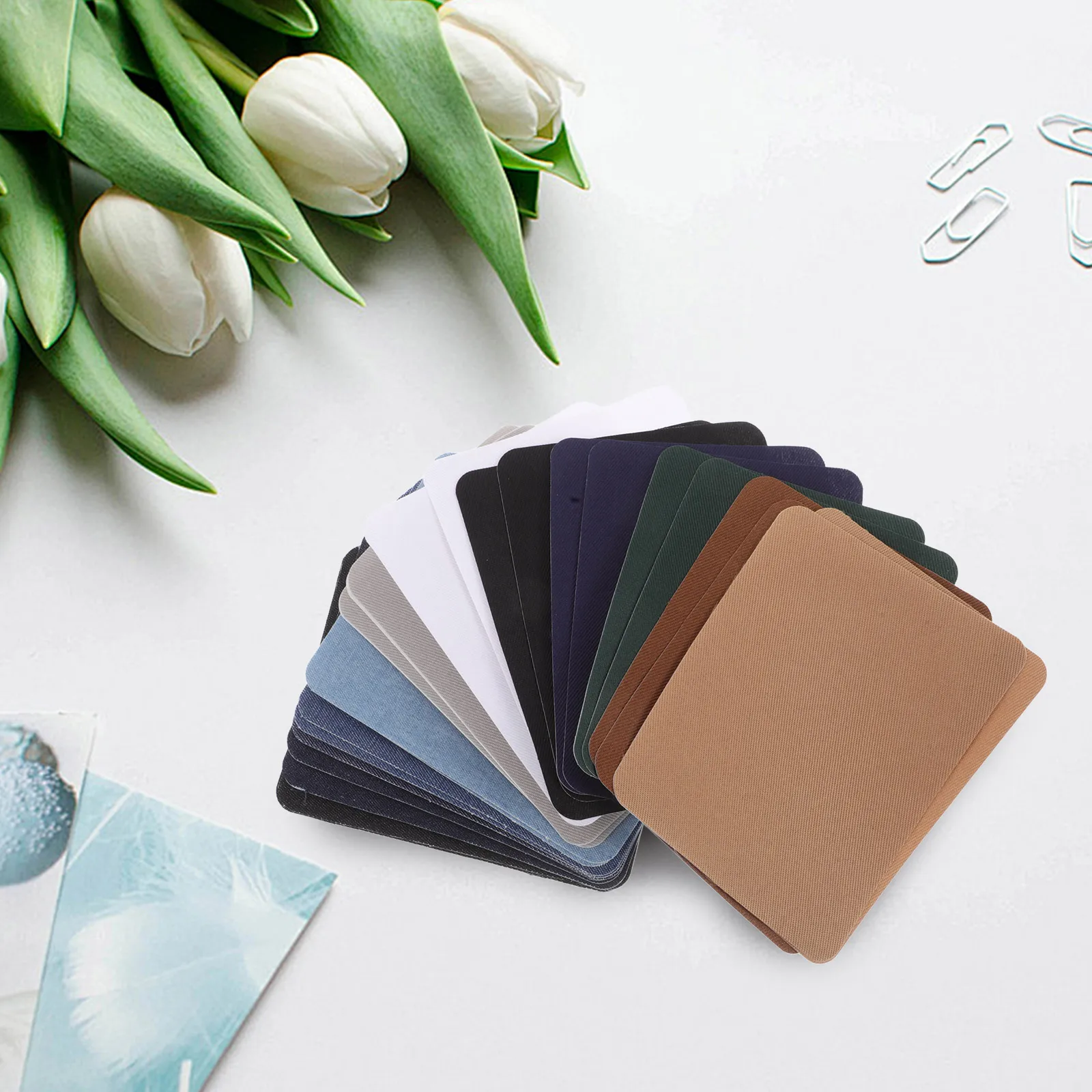 

Colorful Adhesive Fabric Patches for Clothing Repair Cut Out Cloth Iron on Elbow Knee Patch Faux Denim Material Multipurpose
