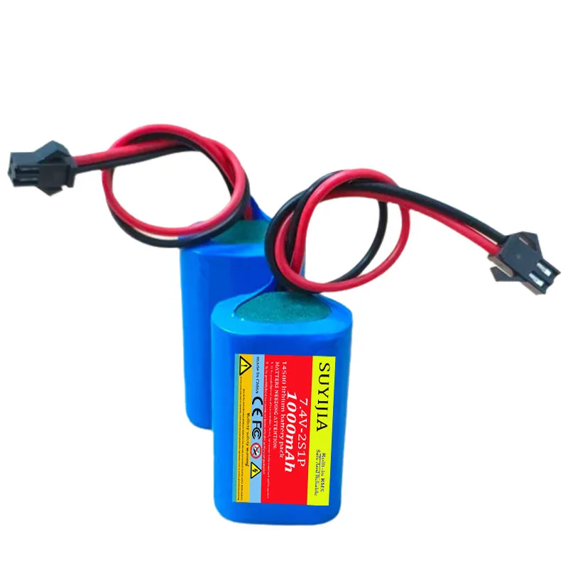 14500 2S1P 7.4 فولت بطارية ليثيوم أيون حزمة 1000 مللي أمبير مناسبة لعبة الطاقة مدفع رصاصة المياه ملحقات لعبة بطارية 7.4 فولت RC اللعب