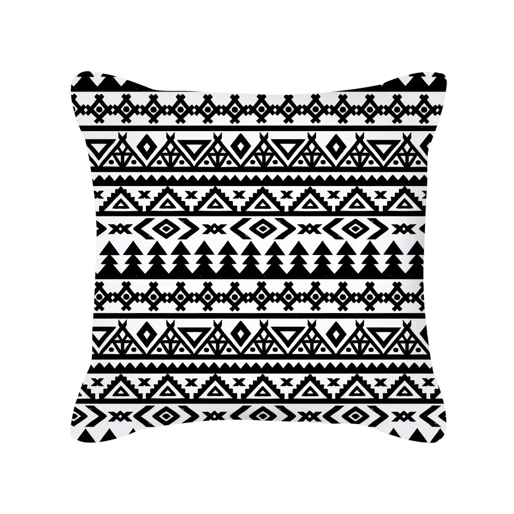 Black White Cushion Cover Modern Simple Style Geometric Printed Pillow Cover 45x45cm Home Decorative Throw Pillowcase for Couch