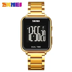 Skmei Mens Waterproof Chronograph Wristwatch Stainless Steel Strap Electronic Clock Back Light Calendar Digital Watch 1852