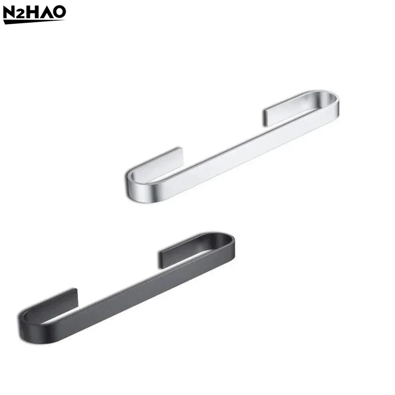 1PC Towel Rail Rack Towel Holder Bathroom Towels Rack Hanger Black Silver Space Aluminum Wall Hanging Towel Bar Storage Shelf - view 4