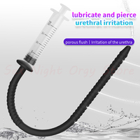 Hollow Penis Plug Silicone Urethral Tube Syringe Injection of Lubricating Oil Relieves Pain Dilator Stimulator Sex Tooys for Man