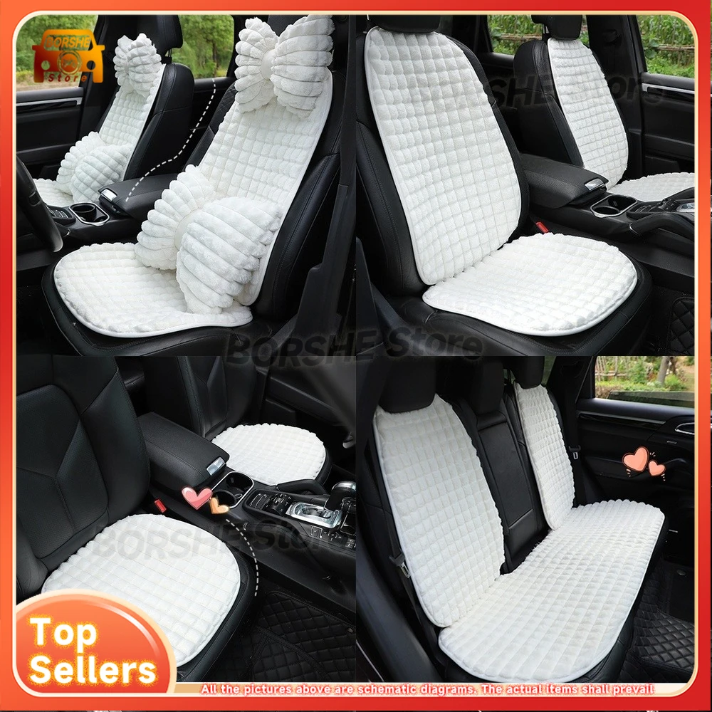 

Universal Seat CoversClassic Plaid Car Seat Cushion Luxury Fleece Auto Seat Single Pad Warm Comfortable for Autumn and Winter