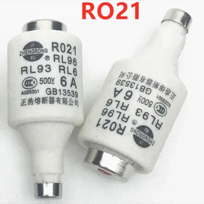 20 pcs/lot Spiral Fuse RL6-25 AC/DC 500V  Cylindrical Fuse Link R021 RO21 DII Screw Ceramic Fuse 2A 4A 6A 10A 16A RL93 RL96  RL6