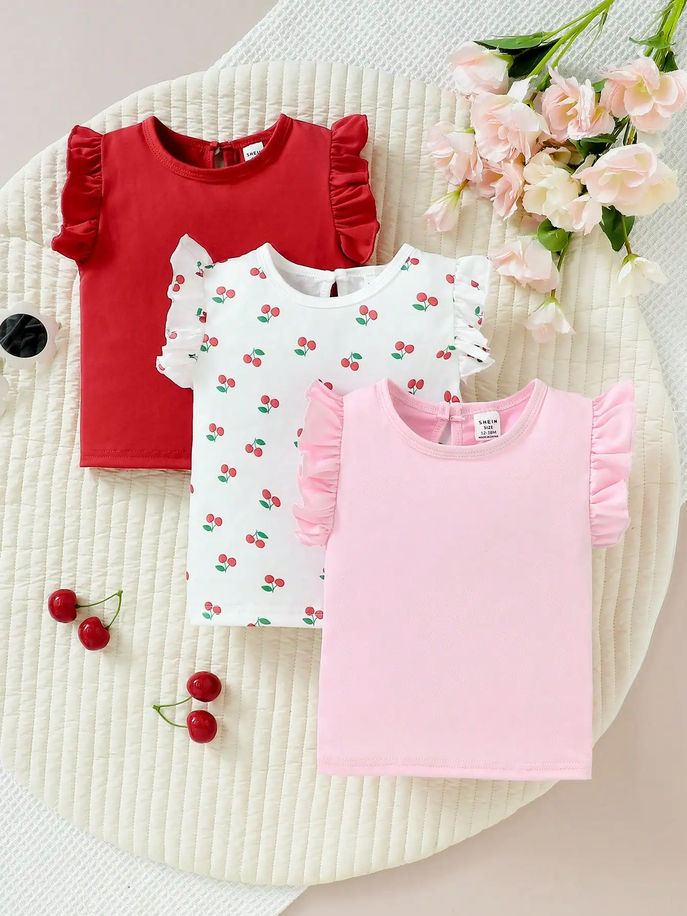 3pcs Newborn Baby T-shirts For Girls Short Sleeves Ruffle Top Soft Casual Summer Toddler Clothes Children Knitted Top Clothing