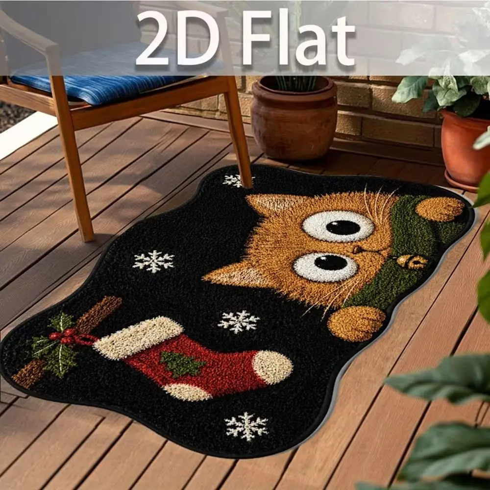 Funny Non-Slip Cat Area Rug Anti-fouling Soft Cartoon Carpet 3D Pattern Easy to Clean Home Decor Carpet for Bathroom Entrance