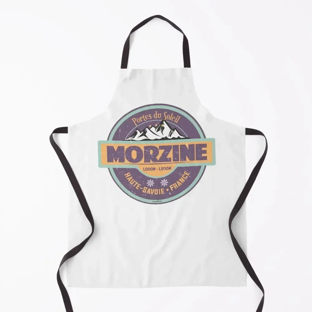 

Morzine France Ski Skiing Alpes Sticker T-Shirt 02 Apron chef for man Kitchen Handle For Women Household Items Useful Apron