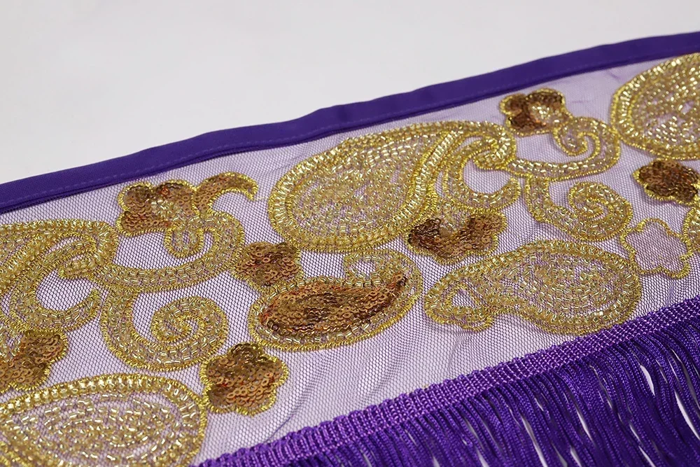 Women New Beads Embroidery Tribal Belly Dance Belt Bellydance Tassel Hip Scarves for Performance