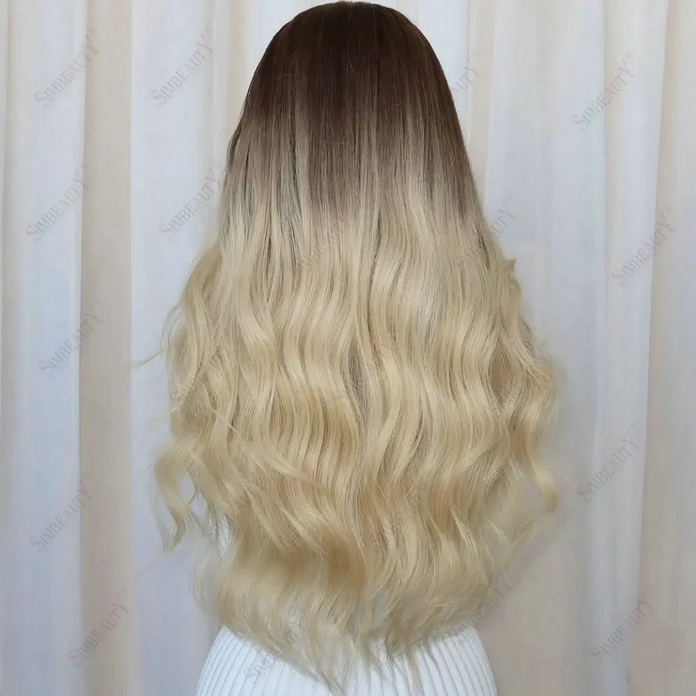Braune Wurzeln Ombre Blonde Klebefreie V-Teil-Perücke aus Echthaar für Frauen, Einfach zu Tragen, Verstellbar, 1x4 U-Teil-Perücken, 100% Brasilianisches Jungfrauenhaar – Detail 3