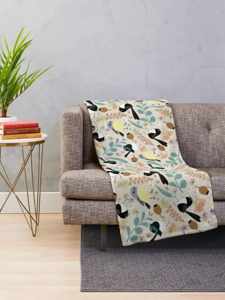 Willy wagtail and friends Throw Blanket Soft Luxury Designer warm winter Blankets