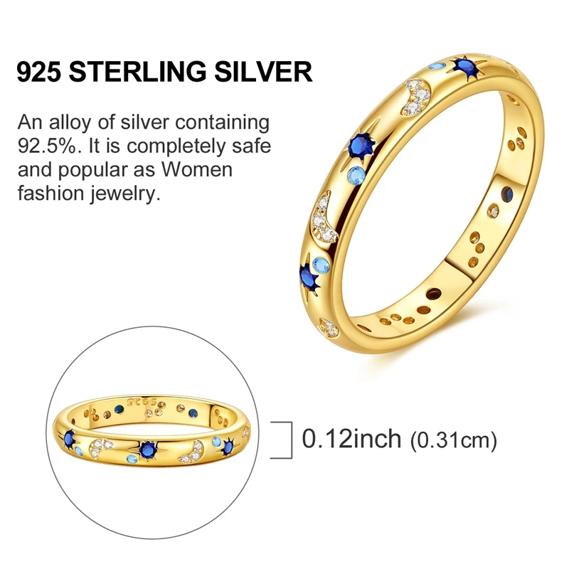 Women's 925 Sterling Silver Simple Zircon Dazzling Galaxy Ring