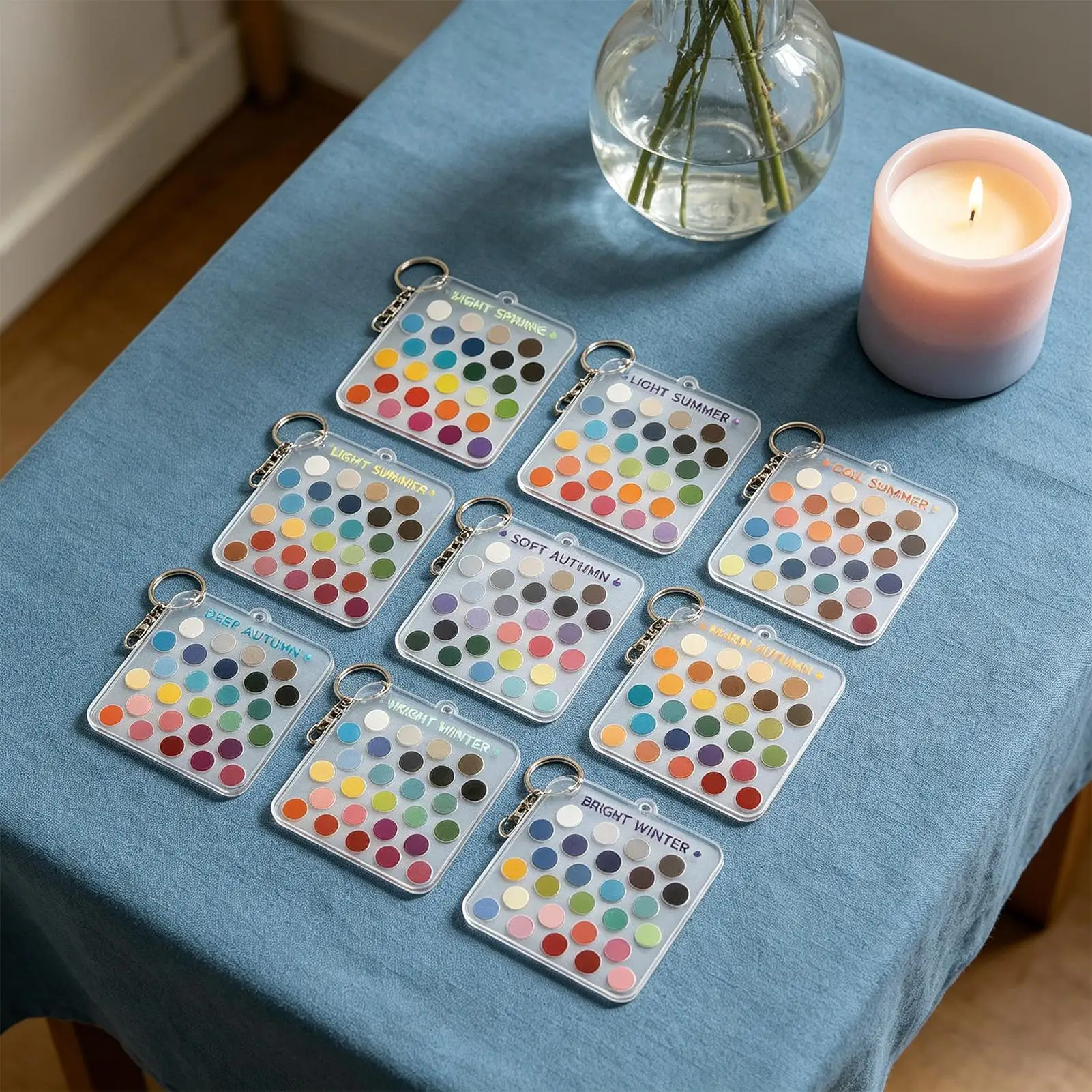 12pcs Seasonal Color Selection Cards Seasonal Clear Acrylic Season Color Analysis Template Cards for Clothing Outfits Makeup
