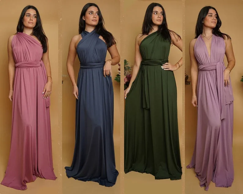 Bridesmaid Dress, Olive Green Maxi Bridesmaid Dress, Bridal Party Convertible Dress, Multiway Infinity Dress, Custom Dress