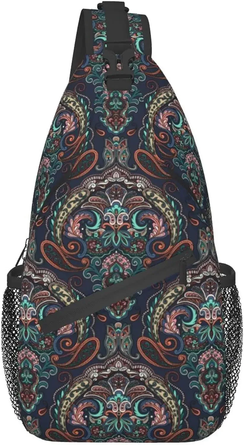 

Paisley Unisex Chest Bags Crossbody Sling Backpack Travel Hiking Daypack for Women Men Shoulder Bag for Casual Travel Sport