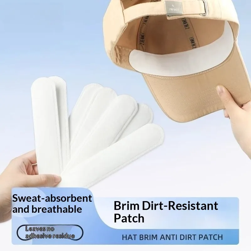 10Pcs Disposable Sweat-Absorbent Patches Adjustable Anti-Sweat Pads for Baseball Cap Hat Brim Protection Stickers Dirt-Resistant