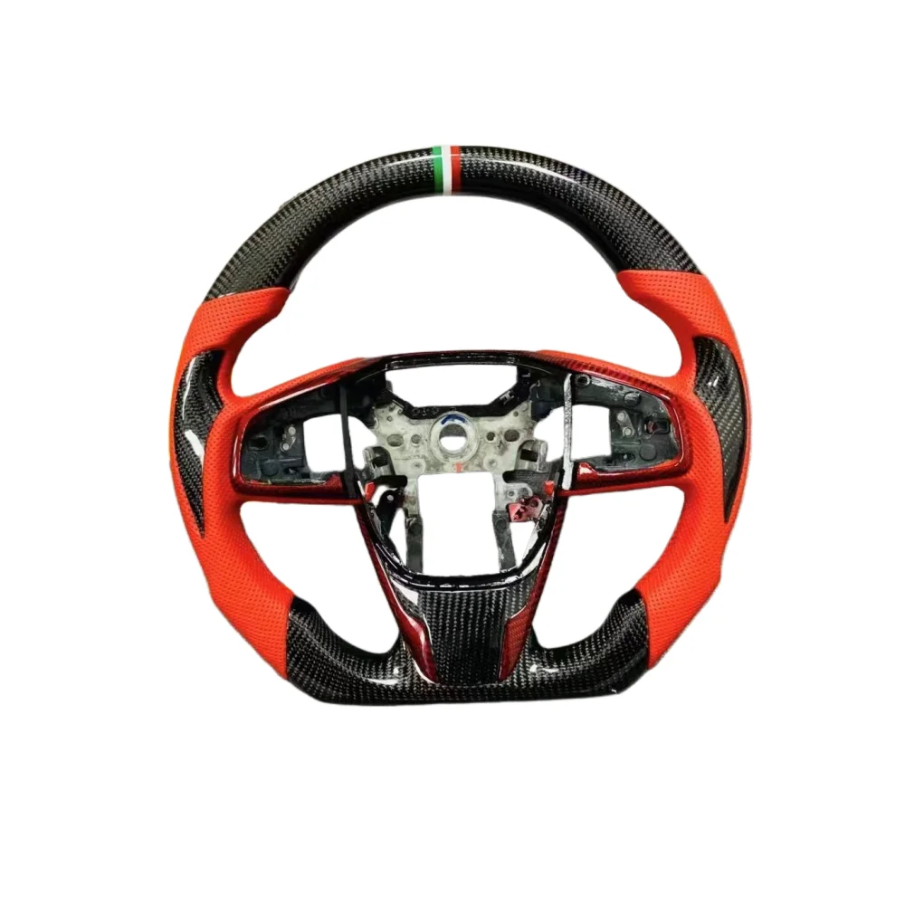 

Car Interior Accessories Carbon Fiber Steering Wheel Covered Red Leather for Honda Civic Accord Fit CRV Models