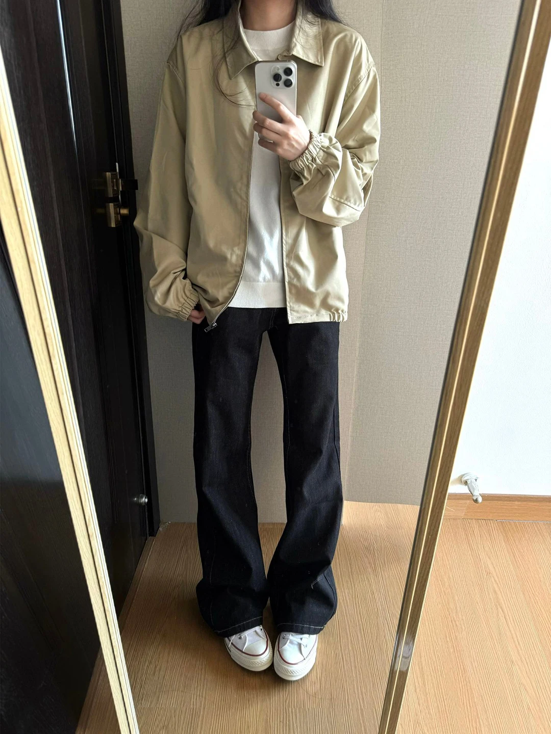 

Double-Sided Wear Khaki Flip-Collar Jaet Men's American Retro CleanFit Harlington Design Sense Outerwear Casual Loose Fit