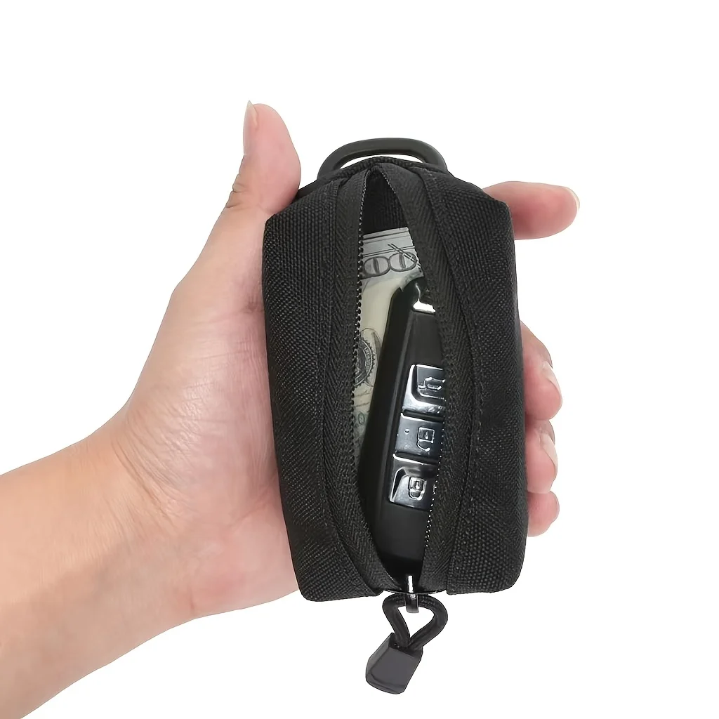 Mini EDC Tool Storage Bag, Multi‑Purpose D‑Ring Waist Pouch, Oxford Cloth Wear‑Resistant Key Wallet for Outdoor Use