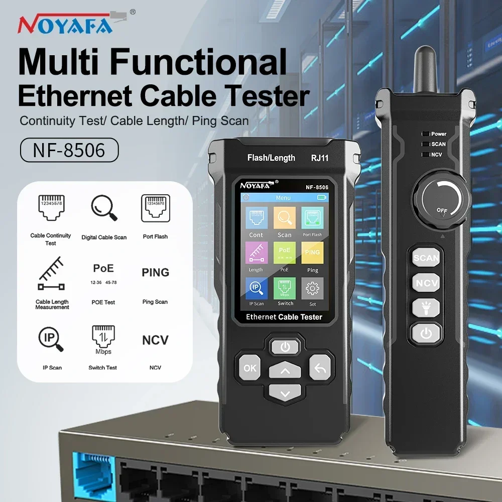 

NF-8506 Network Cable Tester Multifunction Cable Tracker Support PING test/IP scan/Poe Measure Length Wiremap Tester