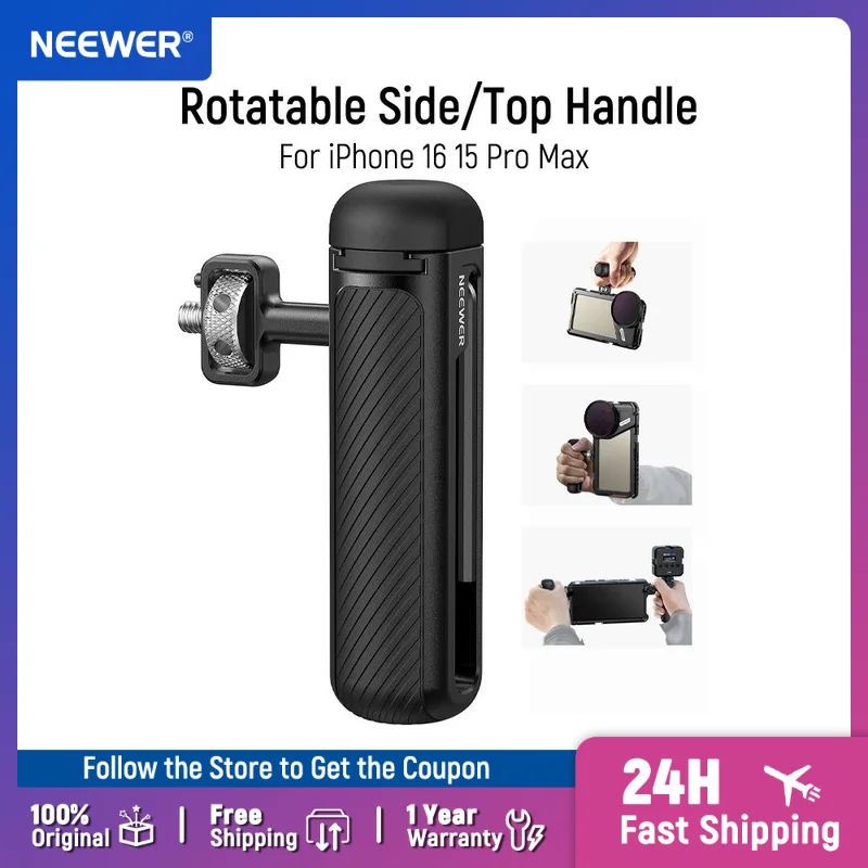 

NEEWER 360° Rotatable Side/Top Handle for NEEWER Phone Cage Video Rig for iPhone 16 15 Pro Max Samsung Galaxy S24 Ultra