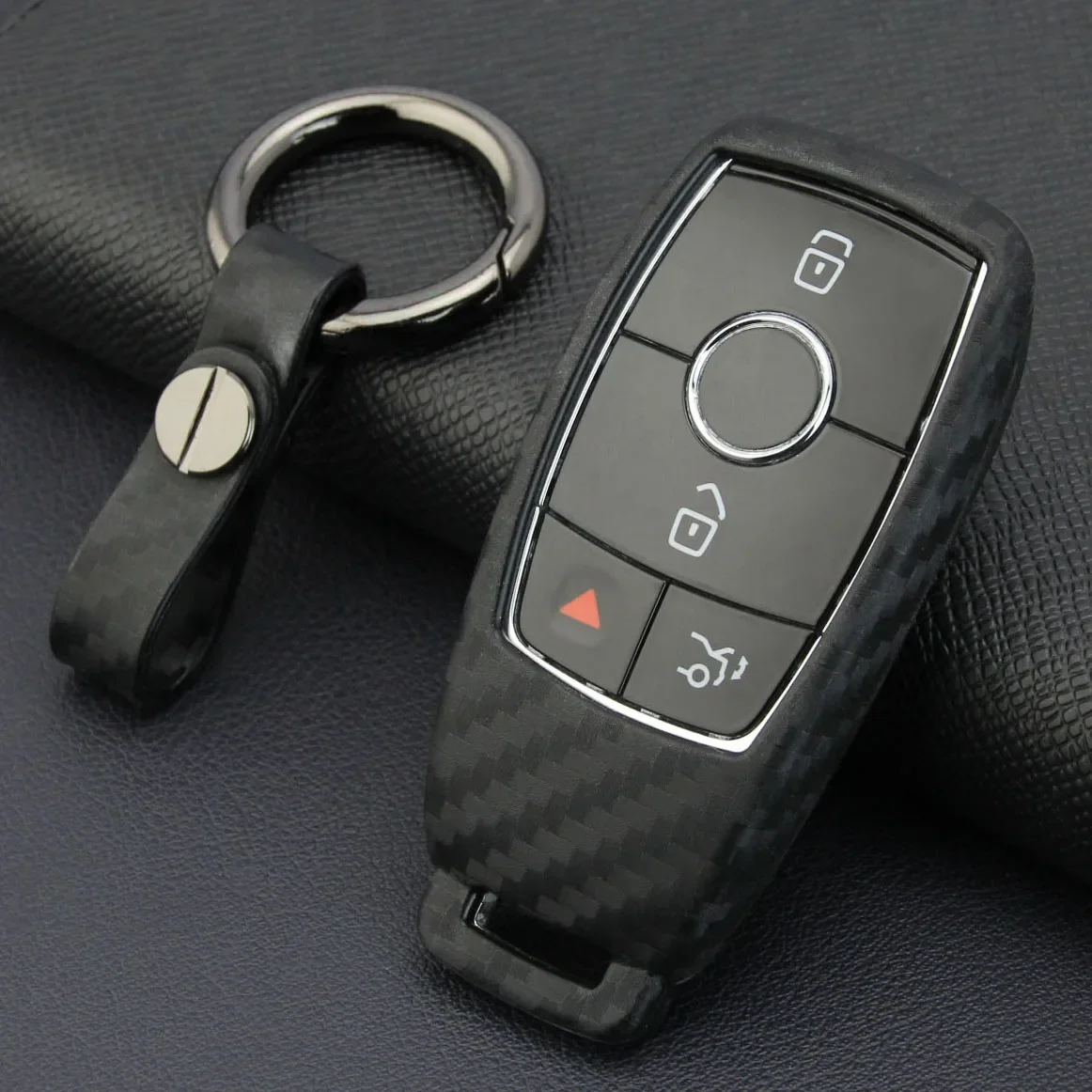 Carbon Fiber Key Fob Chain Case For Mercedes V167 X167 W177 W247 W205 W213 W222 W463 C257 X253 H247 X247 C118