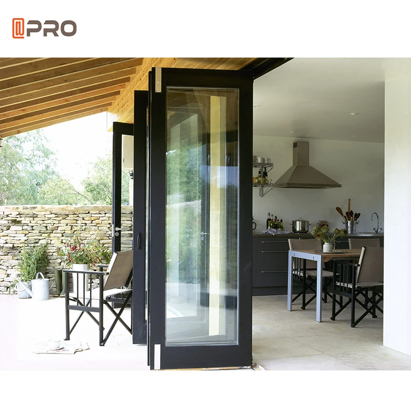 APRO Transparent Outdoor Accordion Weatherproof Bifold Door Patio Aluminum Glass Folding Door Soundproof Modern Bi Folding Door