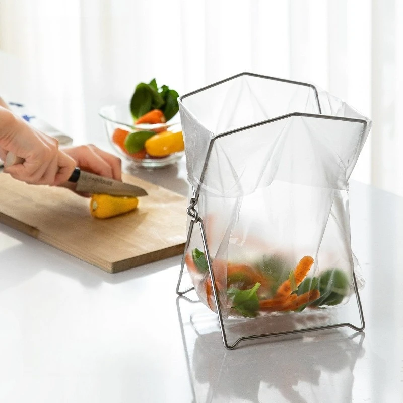 

Stainless Steel Kitchen Garbage Rack, Garbage Bag Cloth Rack, Foldable Storage Rack, Plastic Bag Rack, Garbage Bin Bracket