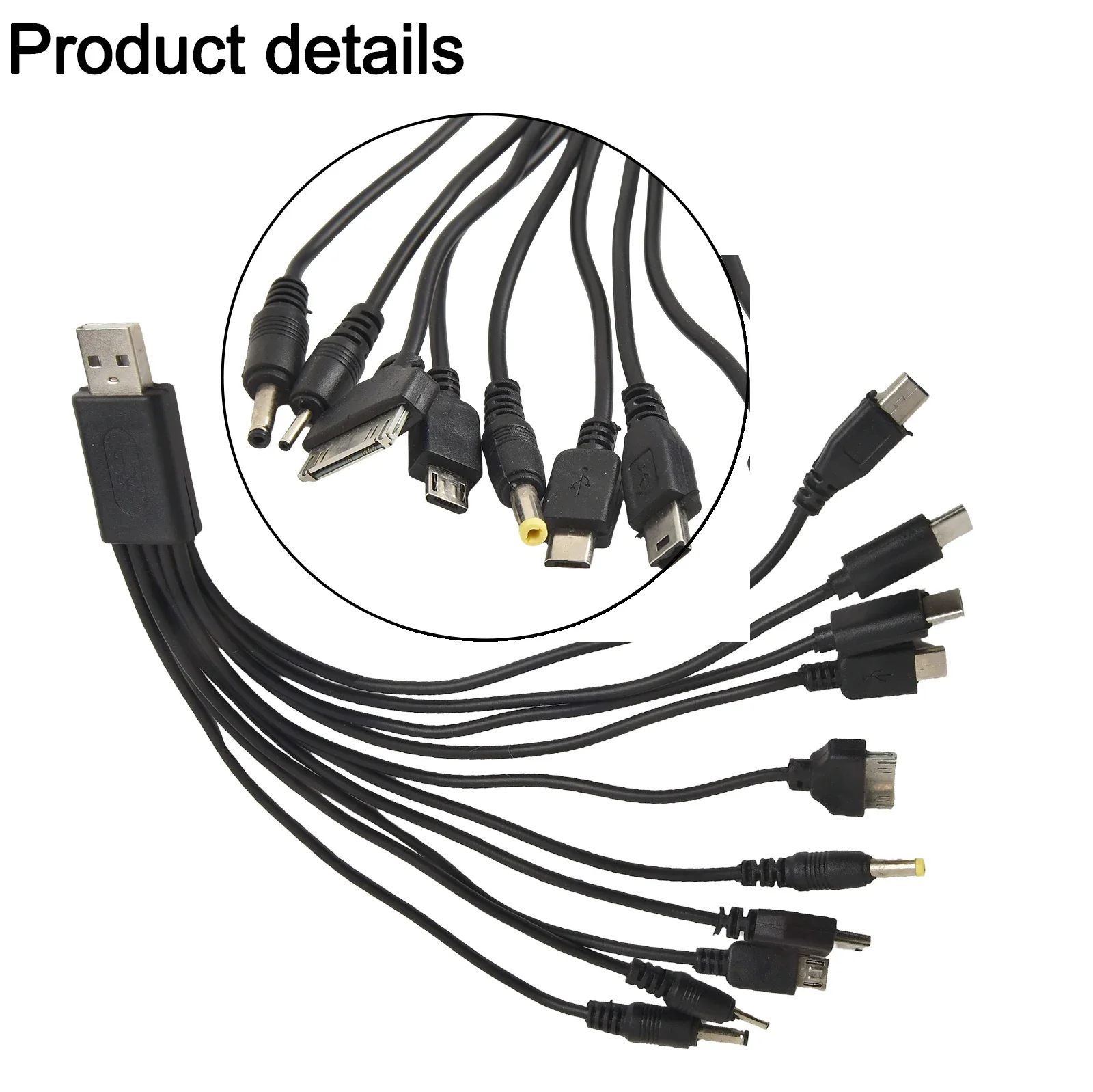Home Use Travel Charging 10 In 1 USB Cable 10 In 1 USB Charging Cable Resilient Material Simultaneous Charging