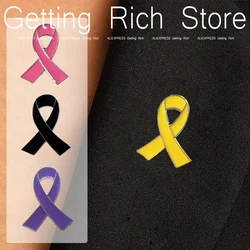 Yellow Ribbon Brooch Prevention Breast Cancer Awareness Lapel Pin AIDS Promotion Day Metal Badge For Clothes Backpack Decoration