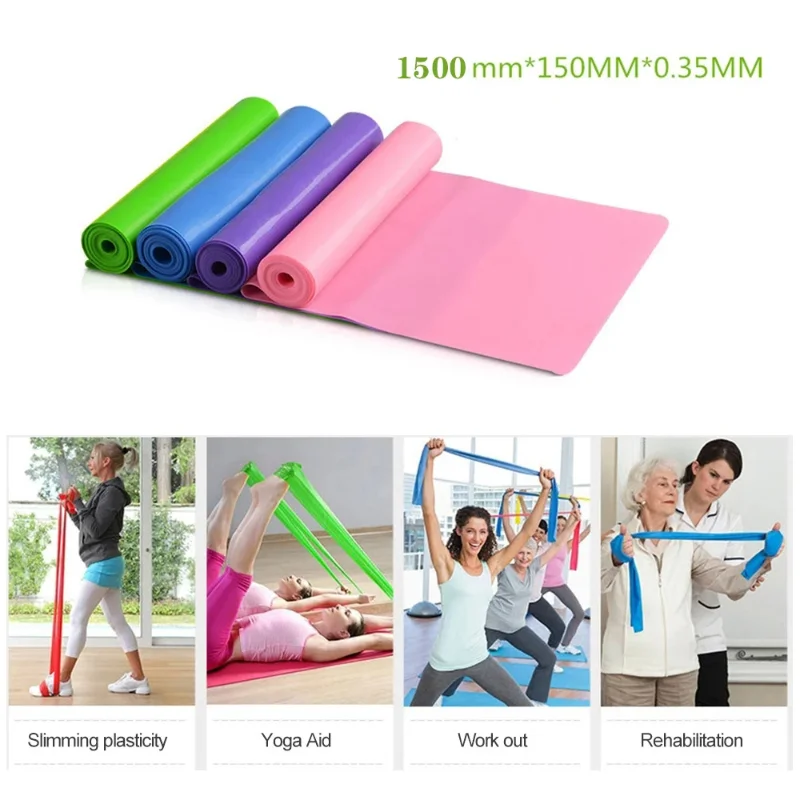 Yoga Pilates Portable Resistance Band Long Training Stretch Bands For Physical Therapy Lower Body Home Strength Elastic Exercise