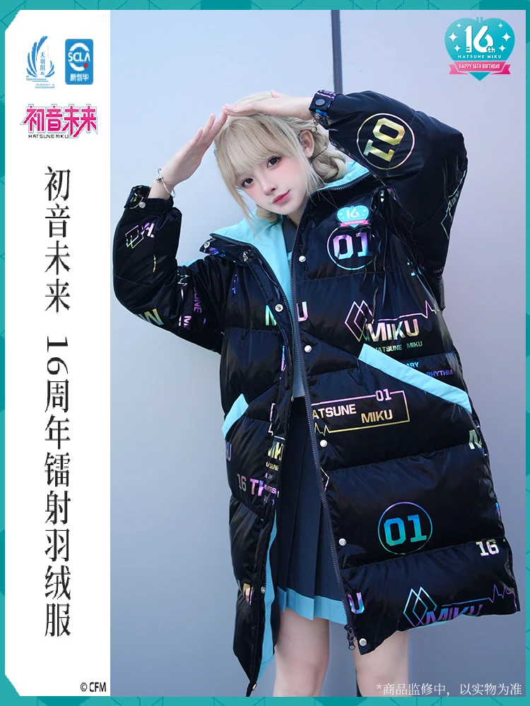 Original Miku Parka Women Men Down Coat Jacket Anime Vocaloid Winter Parkas Thick Casual Long Hooded Warm Overcoat