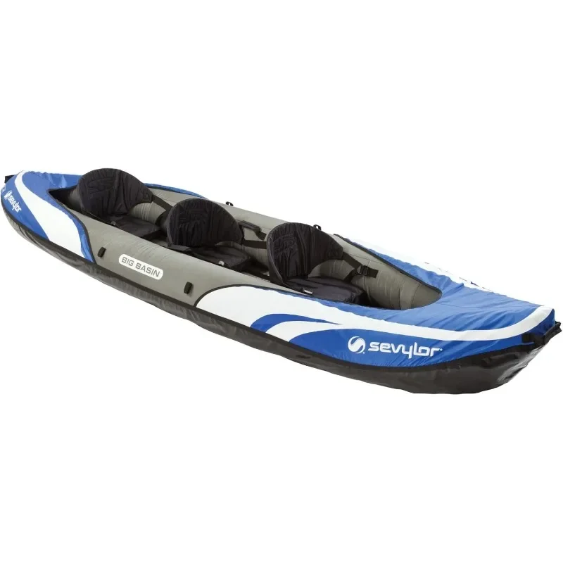 

Inflatable Kayak with Adjustable Seats Carry Handles Heavy-Duty PVC Construction Rugged Use Boston Valve for Easy Inflation