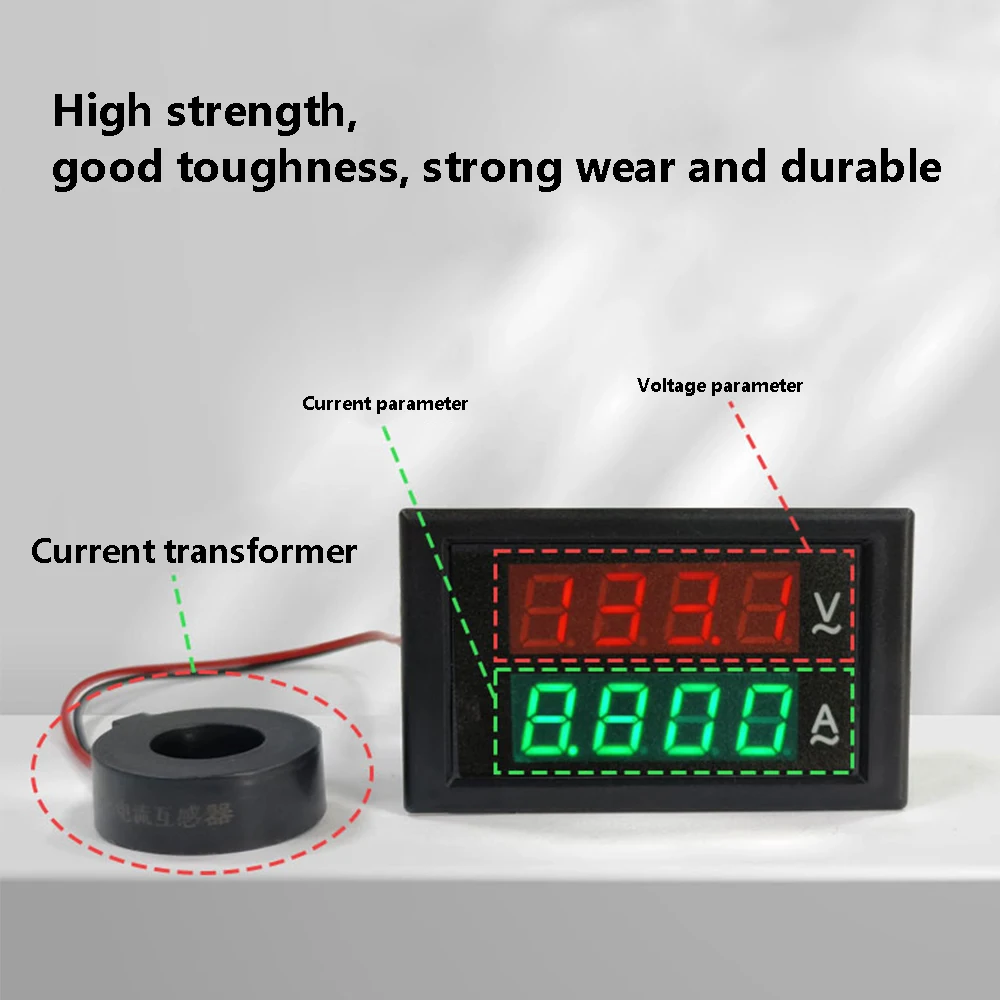 DL85-2042A 4 Digit AC Voltage Ammeter AC80-300V 0-100A Digital Double Display AC Voltage Ammeter Detector with 100A Transformer