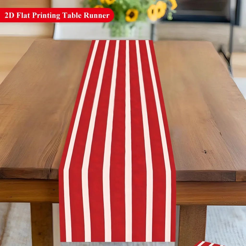 Classic Red and White Striped Print Table Runner -Vibrant Minimalist Motif Decoration for Dining Coffee Table Home Kitchen Feast