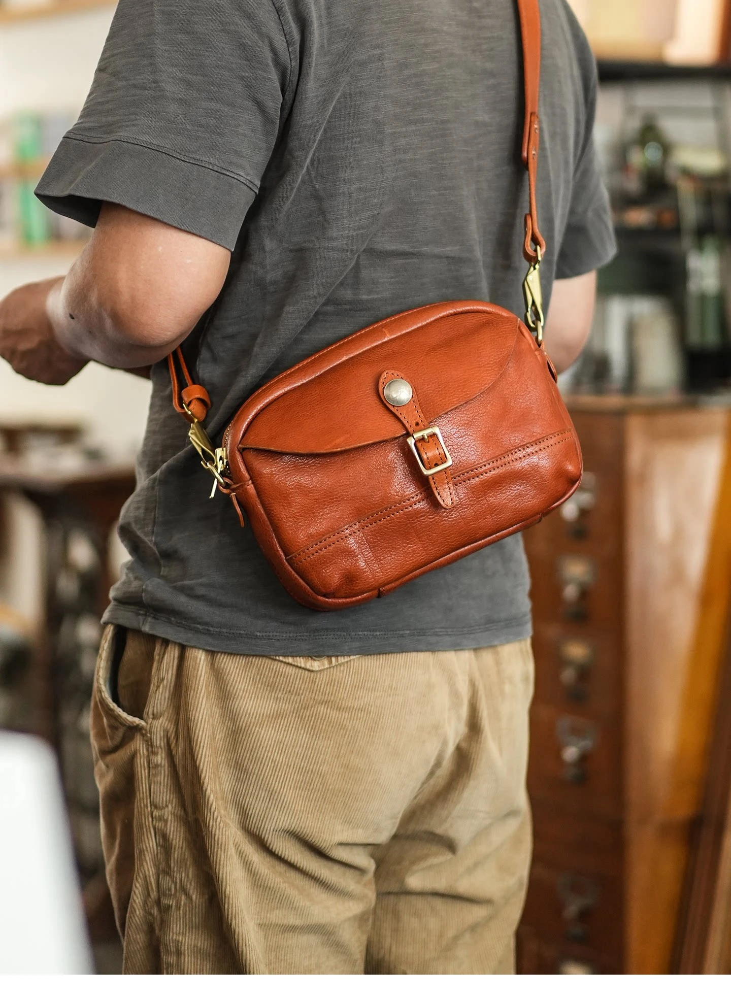 PNDME Mode-Organizer Designer-Umhängetasche aus pflanzlich gegerbtem Rindsleder für Herren, lässige Vintage-Luxus-Schultertasche aus echtem Leder – Detail 1