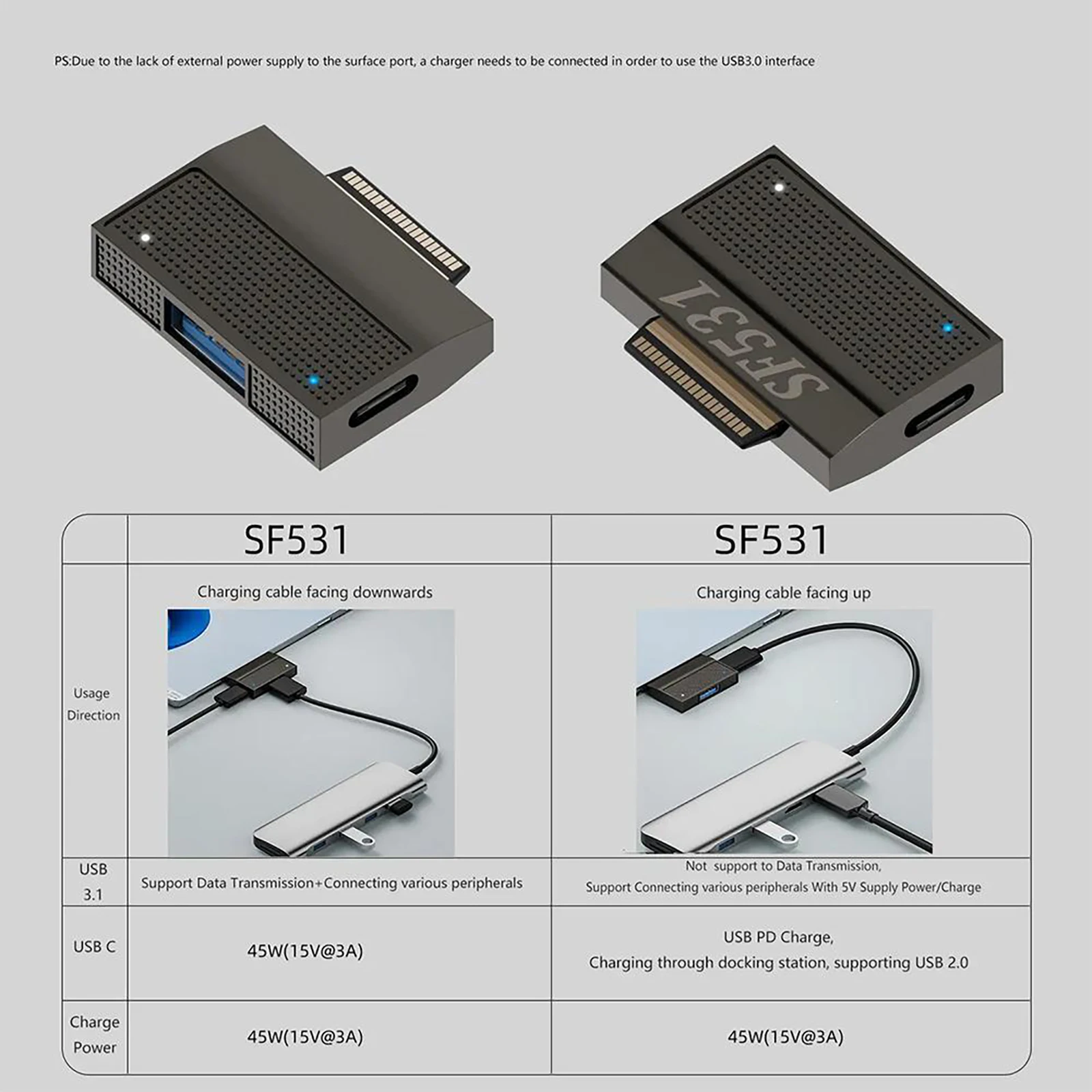 Adaptador magnético USB 3,1 y conector de carga de Puerto PD tipo C, compatible con transmisión de datos, convertidor de superficie de 10gbps para Microsoft